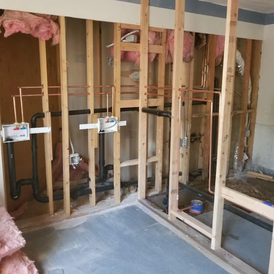 Copper pipe rough-in and plumbing installation in Canton